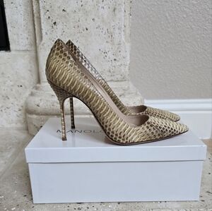 Manolo Blahnik BB 105 Corteccia Snake skin pumps 38.5 (EU) 8,5 (US)